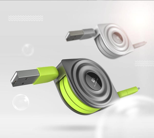 Planet Gates FLOVEME 2 in 1 USB Cable + Micro USB Cables Retractable Mobile Phone Charger for iPhone X 8 7 6 iPad Air 1M for Xiaomi Cabos