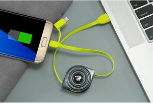 Planet Gates FLOVEME 2 in 1 USB Cable + Micro USB Cables Retractable Mobile Phone Charger for iPhone X 8 7 6 iPad Air 1M for Xiaomi Cabos