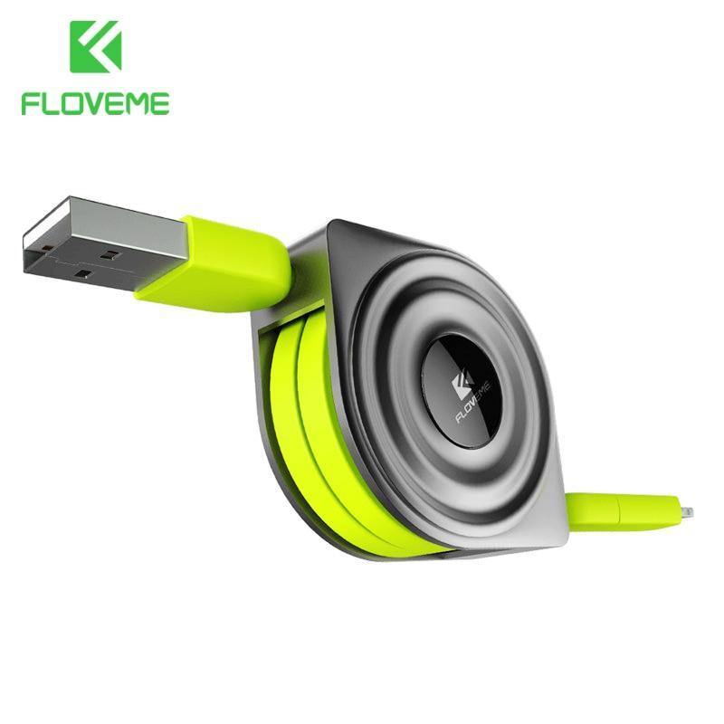 Planet Gates FLOVEME 2 in 1 USB Cable + Micro USB Cables Retractable Mobile Phone Charger for iPhone X 8 7 6 iPad Air 1M for Xiaomi Cabos