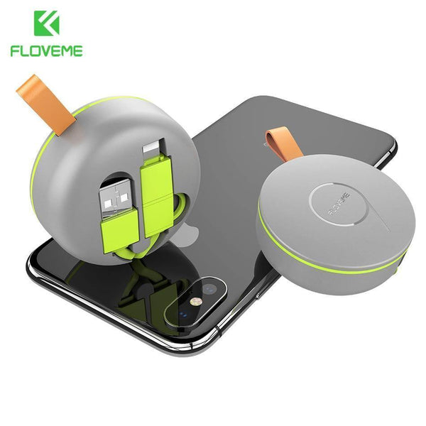 Planet Gates FLOVEME 2 in 1 USB Retractable For iPhone/Micro USB Cable 2.1A Charge For iOS iPhone X 10 7 8 SE Charger Mobile Phone Cables 1m