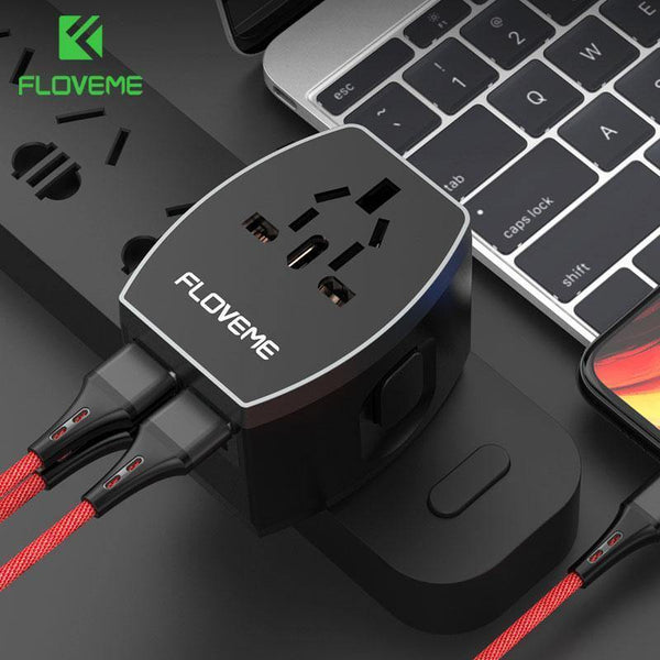 Planet Gates FLOVEME 4 USB Charger Type C Universal Worldwide Adapter Charger For iPhone Xiaomi Redmi Note 7 Chargeur USB Wall Phone Chargers