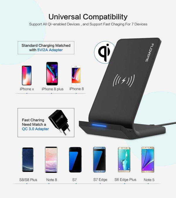 Planet Gates FLOVEME 5V/2A Wireless Charger For Samsung Galaxy S8 S7 S10 Note 8 9 Qi Wireless Charging Dock For iPhone X 8 XS MAX USB Charger
