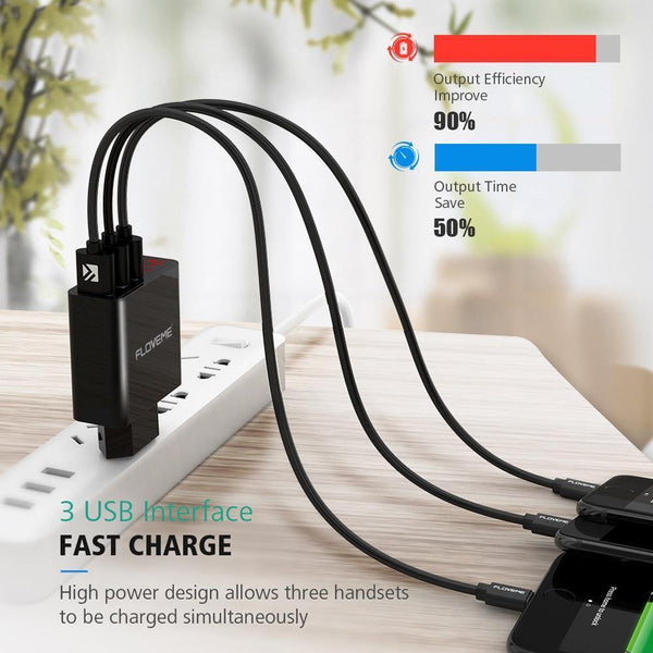 Planet Gates FLOVEME 5V3A LED Display 3 Ports USB Charger For iPhone X Xs Max Universal Fast Charging Mobile Phone Charger For Xiaomi Huawei