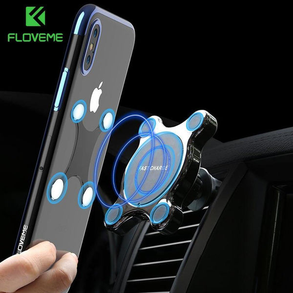 Planet Gates FLOVEME Car Qi Wireless Charger For iPhone X XS MAX Fast Charger Magnetic Car Phone Holder For Samsung Galaxy S9 S8 Plus Note 9