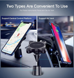 Planet Gates FLOVEME Car Qi Wireless Charger For iPhone X XS MAX Fast Charger Magnetic Car Phone Holder For Samsung Galaxy S9 S8 Plus Note 9