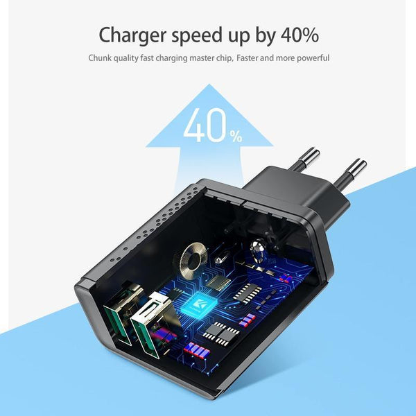 Planet Gates FLOVEME Dual USB Charger for iPhone X 7 8 iPad 5V 2.4A Fast Charging Wall Phone Charger for Xiaomi Huawei Mate 20 Pro EU Adapter
