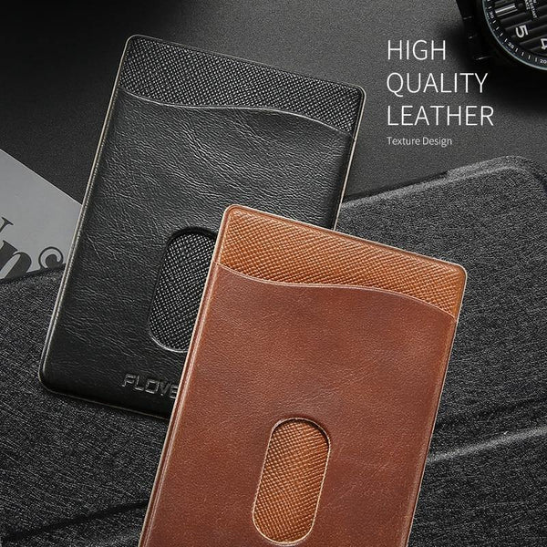 Planet Gates FLOVEME Leather 3M Adhesives Card Sticker Pocket Universal Credit Card Wallet Case For iPhone X 8 Samsung Women Men Phone Pouch
