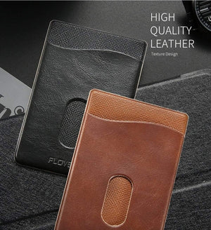 Planet Gates FLOVEME Leather 3M Adhesives Card Sticker Pocket Universal Credit Card Wallet Case For iPhone X 8 Samsung Women Men Phone Pouch