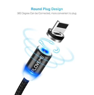 Planet Gates FLOVEME LED Magnetic Cable For Lightning Micro USB Type C Phone Cable For iPhone X Xr Xs Max 1m 2m 2A Fast Charge Magnet Charger