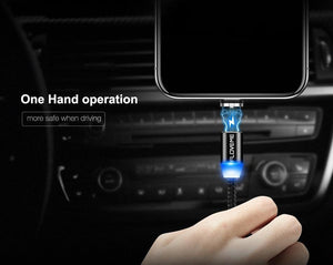 Planet Gates FLOVEME LED Magnetic Cable For Lightning Micro USB Type C Phone Cable For iPhone X Xr Xs Max 1m 2m 2A Fast Charge Magnet Charger