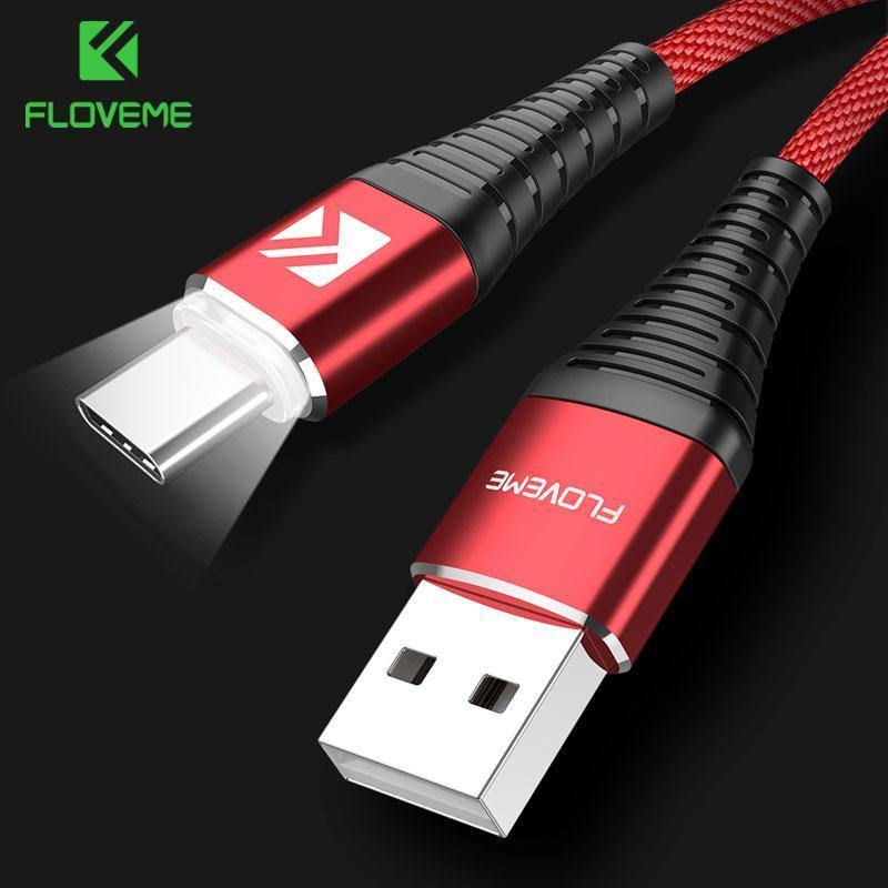 Planet Gates FLOVEME LED USB Type C Cable For One Plus 6 5t Xiaomi Mi6 Mobile Phone Type-C Charger Cable For Samsung Galaxy Note 9 8 S9 USB C