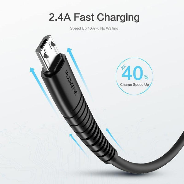 Planet Gates FLOVEME Micro Usb Cable 5v 2.4a Charging Data Fast Charger Cable For Samsung Xiaomi Phone Charger Cabel Microusb Cord Flat Wire