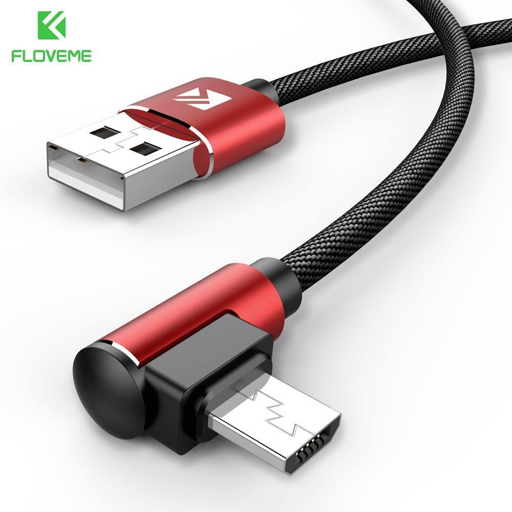 Planet Gates FLOVEME Micro USB Cable For Xiaomi Redmi 4X Note4 2.4A Fast Charging 1M L Shape Mobile Phone Charger Cable For Samsung S7 Huawei