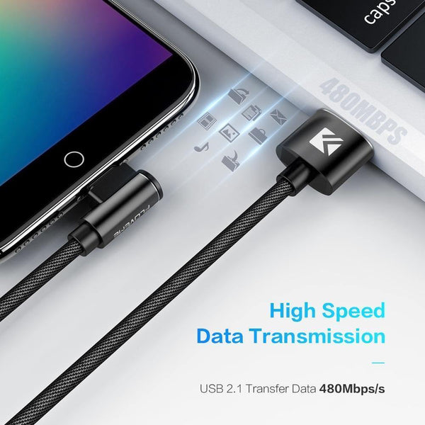 Planet Gates FLOVEME Micro USB Cable For Xiaomi Redmi 4X Note4 2.4A Fast Charging 1M L Shape Mobile Phone Charger Cable For Samsung S7 Huawei