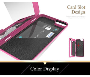 Planet Gates FLOVEME Mirror Case For iPhone 6 6s 7 Plus XS MAX XR Wallet+Card Slot Cover Makeup Phone Cases For Apple iPhone 8 X 7 Plus Coque