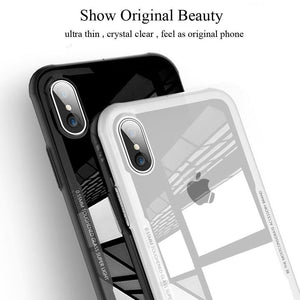 Planet Gates FLOVEME Tempered Glass Phone Case for iPhone X 10 , 0.7MM Protective Mobile Phone Cover Cases for iPhone 7 8 Plus 6 6s XS Max XR