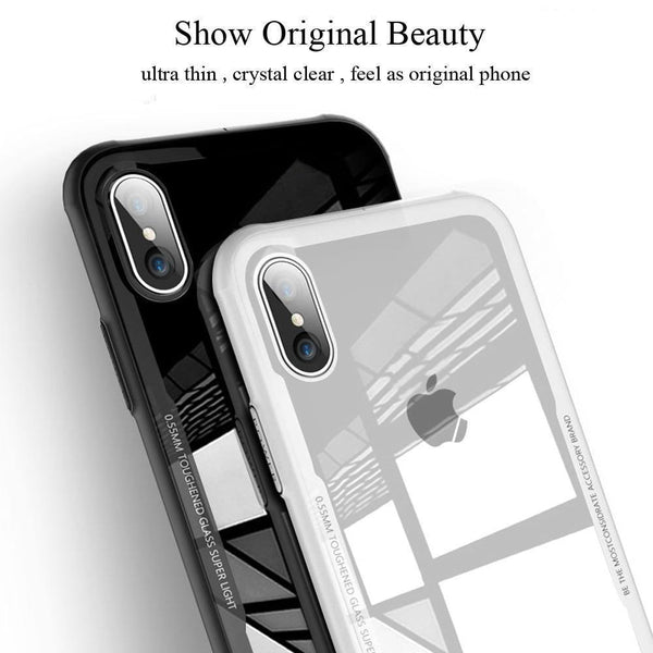 Planet Gates FLOVEME Tempered Glass Phone Case for iPhone X 10 , 0.7MM Protective Mobile Phone Cover Cases for iPhone 7 8 Plus 6 6s XS Max XR