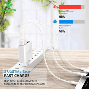 Planet Gates FLOVEME USB Charger 15W 3 Ports+LED Display Portable Phone Chargers Fast USB Charging Travel Adapter For iPhone X 8 Samsung S8