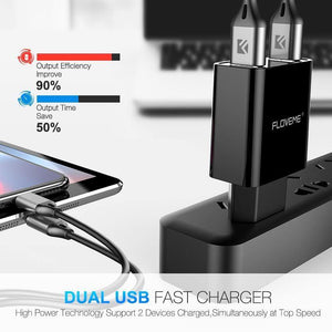 Planet Gates FLOVEME USB Charger 2 Ports LED Display Smart Mobile Phone Charger For iPhone Samsung Xiaomi Tablet Wall Travel Adapter EU Plug