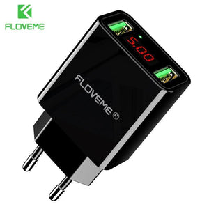 Planet Gates FLOVEME USB Charger 2 Ports LED Display Smart Mobile Phone Charger For iPhone Samsung Xiaomi Tablet Wall Travel Adapter EU Plug
