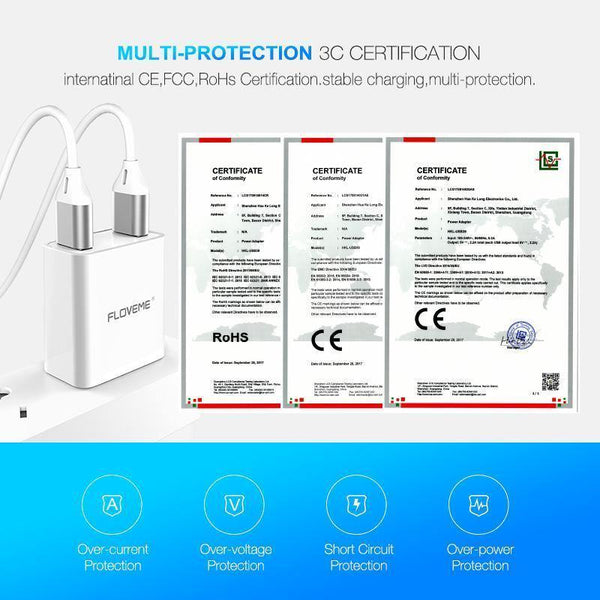 Planet Gates FLOVEME USB Charger 2 Ports LED Display Smart Mobile Phone Charger For iPhone Samsung Xiaomi Tablet Wall Travel Adapter EU Plug