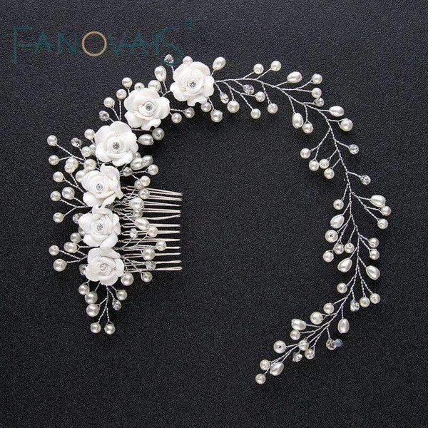Planet Gates Flower Bridal Head Wear With Comb Luxurious Elegant Wedding Accessories 2018 Bridal Head Accessories Pearl Wedding veil