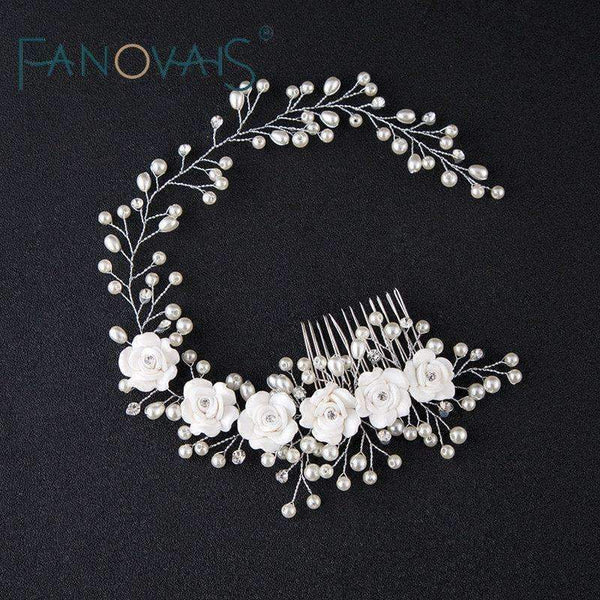 Planet Gates Flower Bridal Head Wear With Comb Luxurious Elegant Wedding Accessories 2018 Bridal Head Accessories Pearl Wedding veil