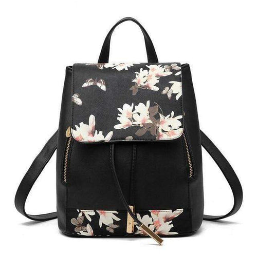 Planet Gates flower / China Herald Fashion Preppy Style School Backpack Artificial Leather Women Shoulder Bag Floral School Bag for Teens Girls