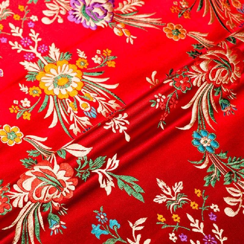 Planet Gates Flower Fabrics Brocade Jacquard Pattern Fabric For Sewing Cheongsam And Kimono Material For DIY