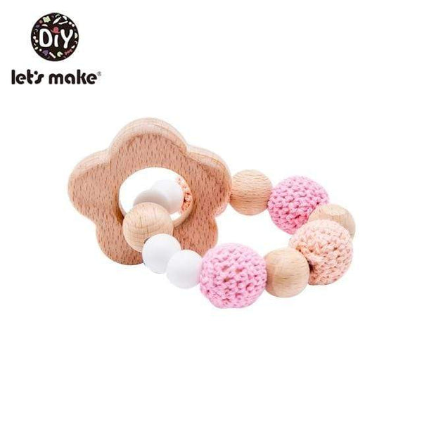 Planet Gates Flower Let's Make 1PC Wooden Teether Hedgehog Crochet Beads Wood Crafts Ring Engraved Bead Baby Teether Wooden Toys For Baby Rattle