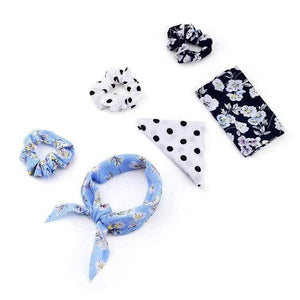 Flower Print Hair Scarf Bow Scrunchies Ponytail Headband For Women Hair Accessories Bowknot Elastic Hair Rope Hairbands