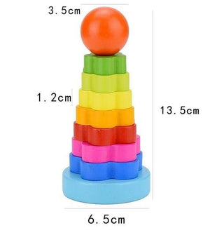 Planet Gates Flower Rainbow Tower Baby Educational Toys Wooden Toys Montessori Early Learning Baby Birthday Christmas New Year Gift Toys for Children Kids