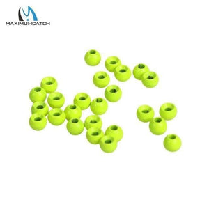 Planet Gates Fluo Yellow / 2.0mm 25pcs/lot 2.0-3.8mm Fly Tying Tungsten Beads Round Nymph Head Ball Fly Tying Material 18 Different Colors