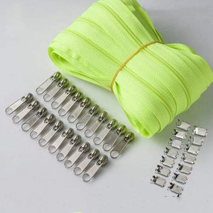 Planet Gates fluorescent green / 3# / 10M20PCSilder10Stopp Meetee 10/20M Nylon 3# Coil Zipper With Slider & Stopper For Quilt Bags Tent Invisible Clothing Zip Sewing Crafts Accessories