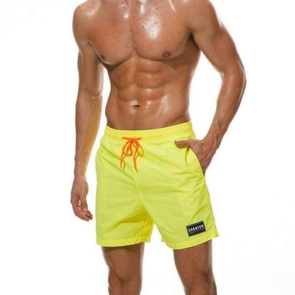 Planet Gates Fluorescent yellow / XL Swimwear Men Swimming Trunks Mens Swim Briefs Maillot De Bain Homme Bathing Suit Bermuda Surf Beach Wear Man Board Shorts