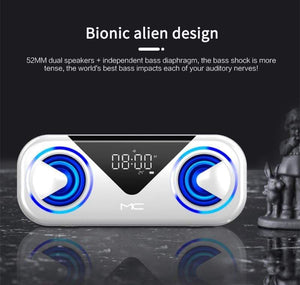 Planet Gates FM Radio+ Bluetooth Speakers 2*5W Drivers Loud Stereo Sound 3000mAh Battery Wireless Portable Speaker With LED Atmosphere Light