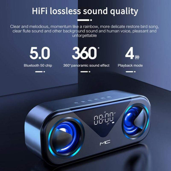 Planet Gates FM Radio+ Bluetooth Speakers 2*5W Drivers Loud Stereo Sound 3000mAh Battery Wireless Portable Speaker With LED Atmosphere Light