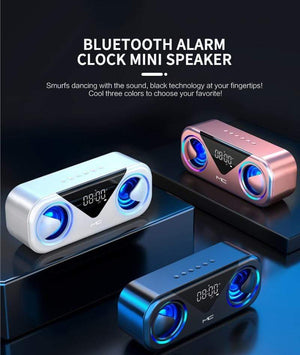 Planet Gates FM Radio+ Bluetooth Speakers 2*5W Drivers Loud Stereo Sound 3000mAh Battery Wireless Portable Speaker With LED Atmosphere Light