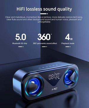 Planet Gates FM Radio+ Bluetooth Speakers 2*5W Drivers Loud Stereo Sound 3000mAh Battery Wireless Portable Speaker With LED Atmosphere Light