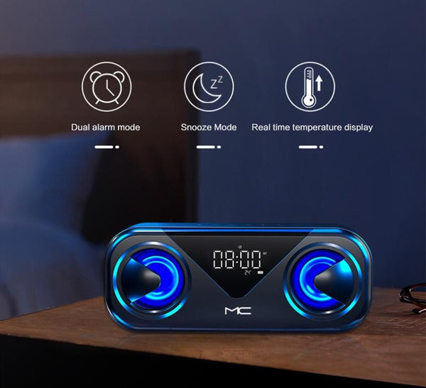 Planet Gates FM Radio+ Bluetooth Speakers 2*5W Drivers Loud Stereo Sound 3000mAh Battery Wireless Portable Speaker With LED Atmosphere Light