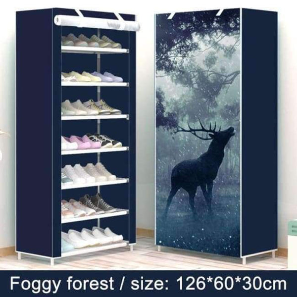 Planet Gates Foggy forest Shoe rack 8-layer 7-grid Non-woven fabrics large shoes rack stand removable shoe storage for home Living room furniture