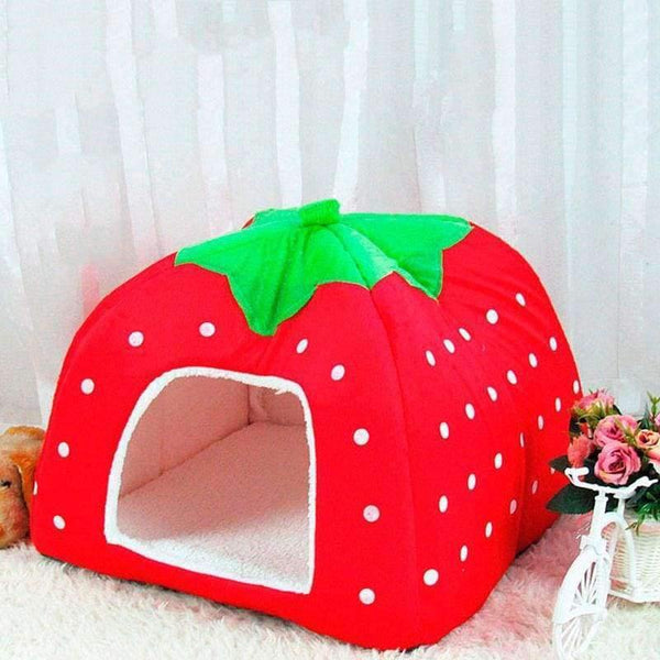 Planet Gates Foldable Cat Dog Kennel Warm Cushion Strawberry Shape Sponge Pet House Dog Nest D0014