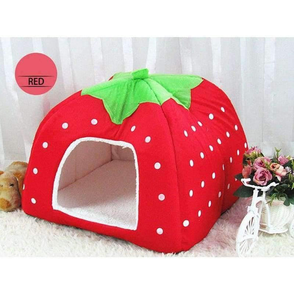 Planet Gates Foldable Cat Dog Kennel Warm Cushion Strawberry Shape Sponge Pet House Dog Nest D0014