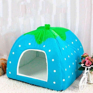 Planet Gates Foldable Cat Dog Kennel Warm Cushion Strawberry Shape Sponge Pet House Dog Nest D0014