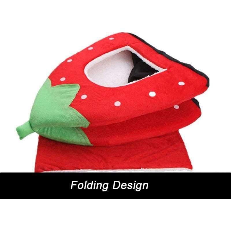 Planet Gates Foldable Cat Dog Kennel Warm Cushion Strawberry Shape Sponge Pet House Dog Nest D0014