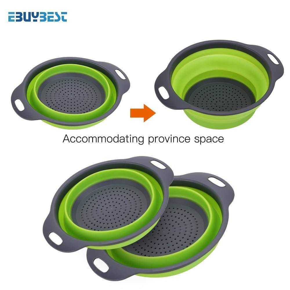 Foldable Silicone Colander Fruit Vegetable Washing Drain Strainer Basket Strainer Collapsible Colander With Handle Kitchen Tools