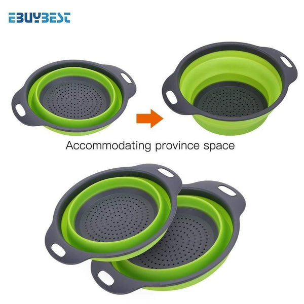 Foldable Silicone Colander Fruit Vegetable Washing Drain Strainer Basket Strainer Collapsible Colander With Handle Kitchen Tools