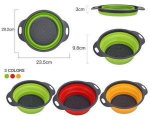 Foldable Silicone Colander Fruit Vegetable Washing Drain Strainer Basket Strainer Collapsible Colander With Handle Kitchen Tools