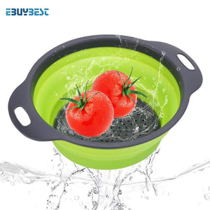 Foldable Silicone Colander Fruit Vegetable Washing Drain Strainer Basket Strainer Collapsible Colander With Handle Kitchen Tools
