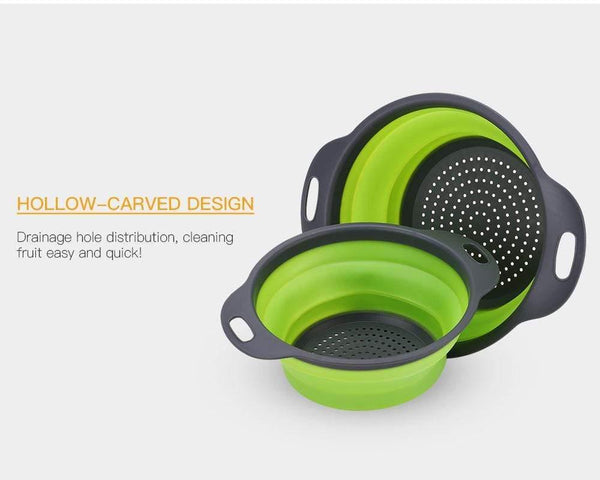 Foldable Silicone Colander Fruit Vegetable Washing Drain Strainer Basket Strainer Collapsible Colander With Handle Kitchen Tools